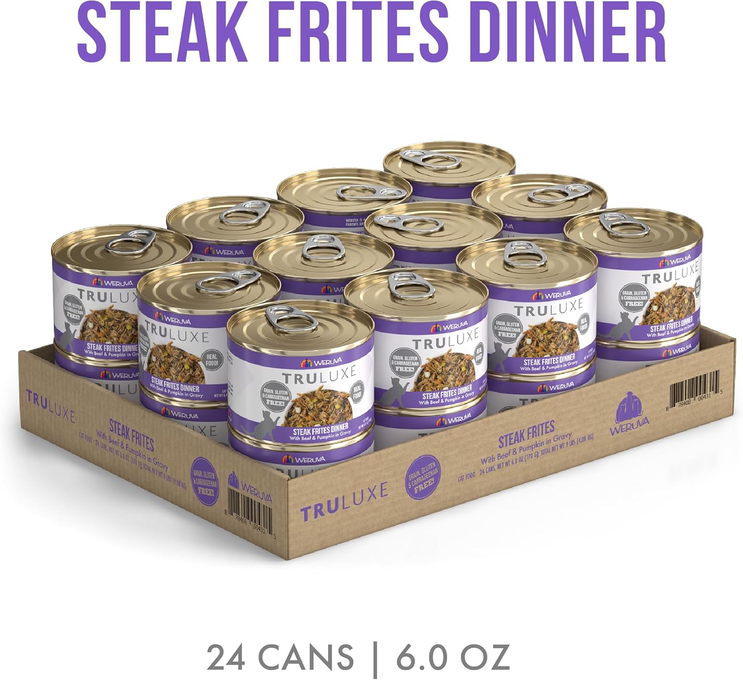 Weruva TruLuxe Cat Food, Steak Frites Dinner with Beef & Pumpkin in Gravy, 6oz Can (Pack of 24)