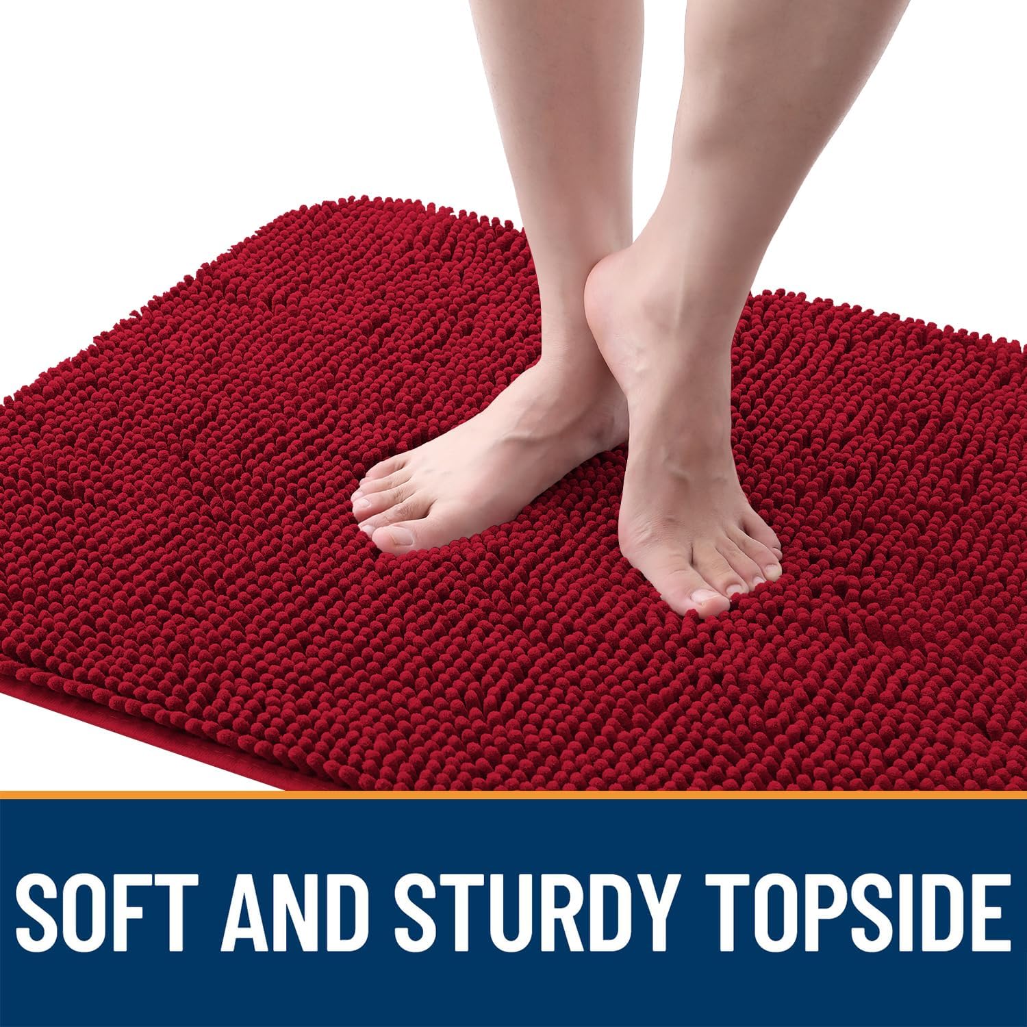 OLANLY Dog Door Mat for Muddy Paws 24x16, Absorbs Moisture and Dirt, Absorbent Non-Slip Washable Doormat, Quick Dry Chenille Mud Mat for Dogs, Entry Indoor Entryway Carpet for Inside Floor, Red