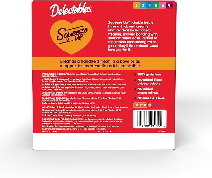 Delectables Squeeze Up Variety Pack, Creamy Squeezable Puree, Lickable Wet Cat - Image 7