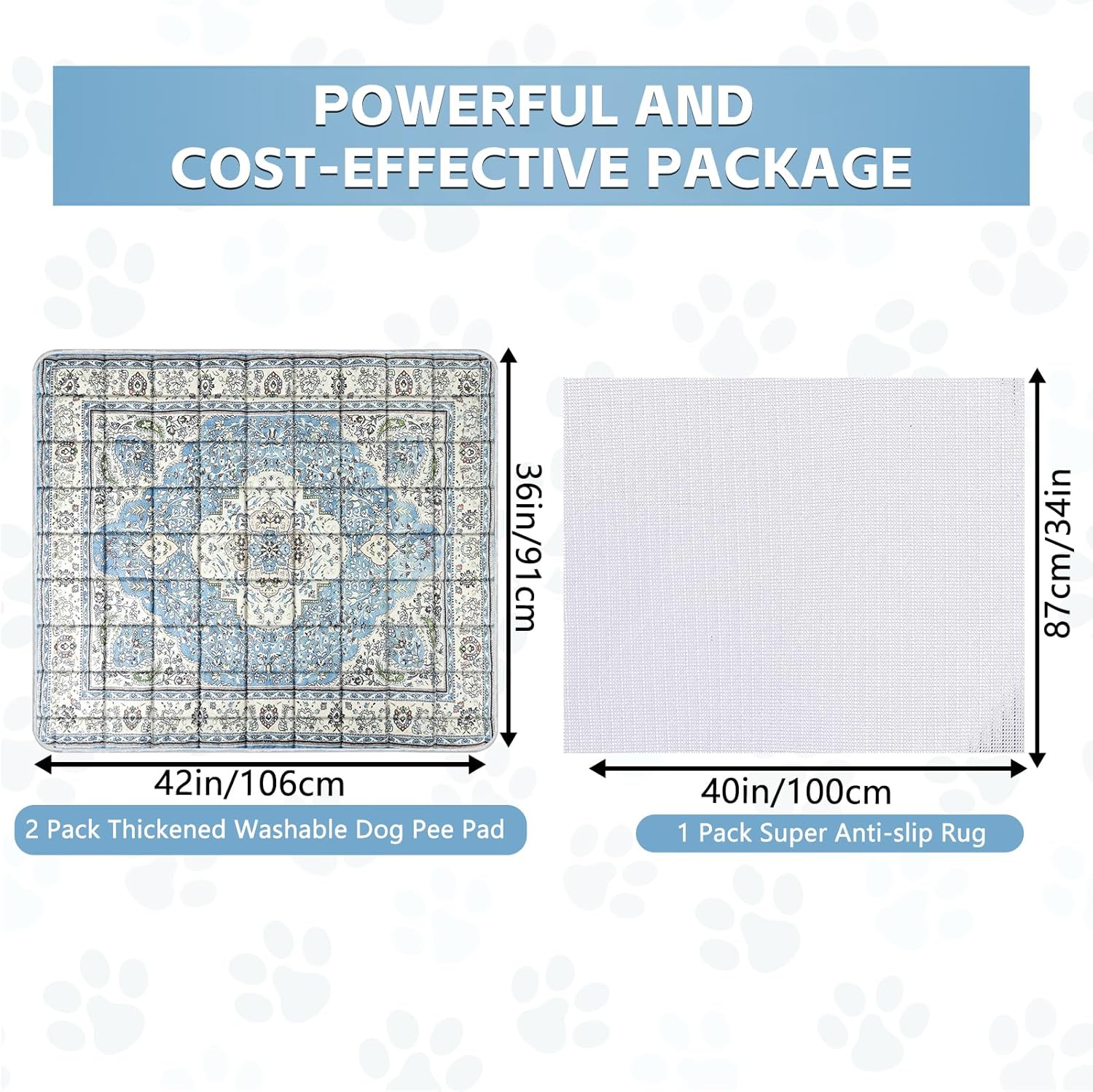 Washable Thickened Pee Pads for Dogs, 2 Pack (36"x42") Upgrade Reusable Puppy Pads with Non-Slip Rug, Super Absorbent Leakproof Puppy Training & Whelping Pads for Dogs, Doggie