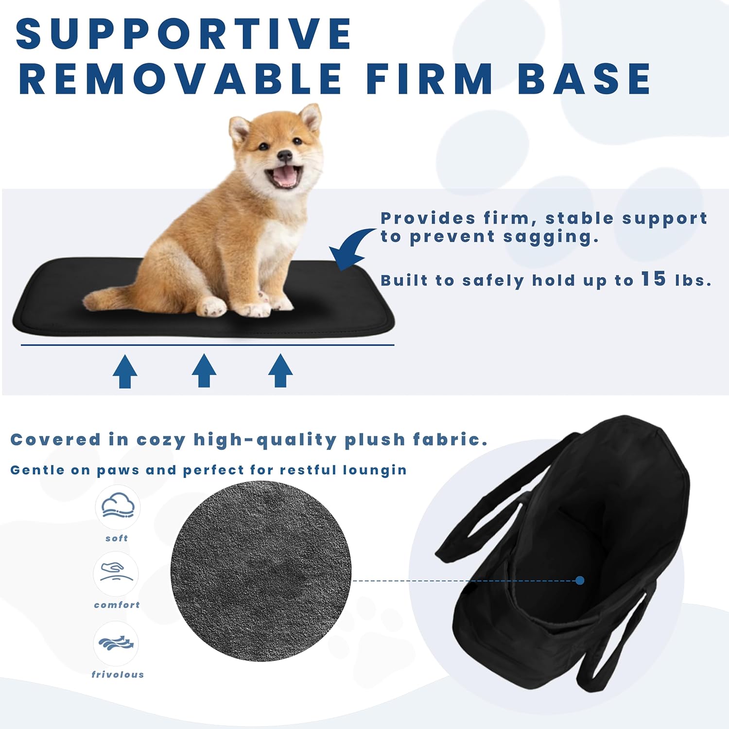Lightweight Dog Purse Carrier for Small Dogs Under 15 lbs, Puffy Quilted Pet Carrier Tote for Puppies with Safety Leash Clip, Women's Hands-Free Dog Carrier Bag for Travel/Shopping (Black)