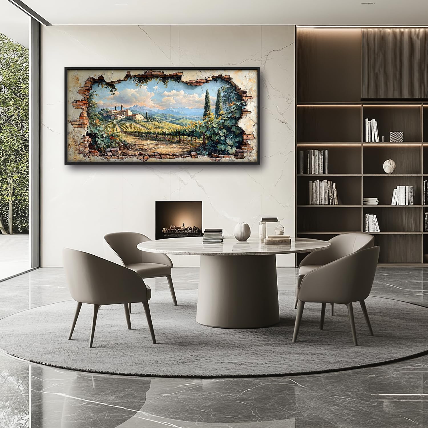 Large Farmhouse Country Landscape Wall Art for Living Room, Rustic Countryside Canvas Oversized Wall Decor, Vintage Scenery Framed Pictures Painting Print Artwork for Bedroom Office 60L" x 30W"