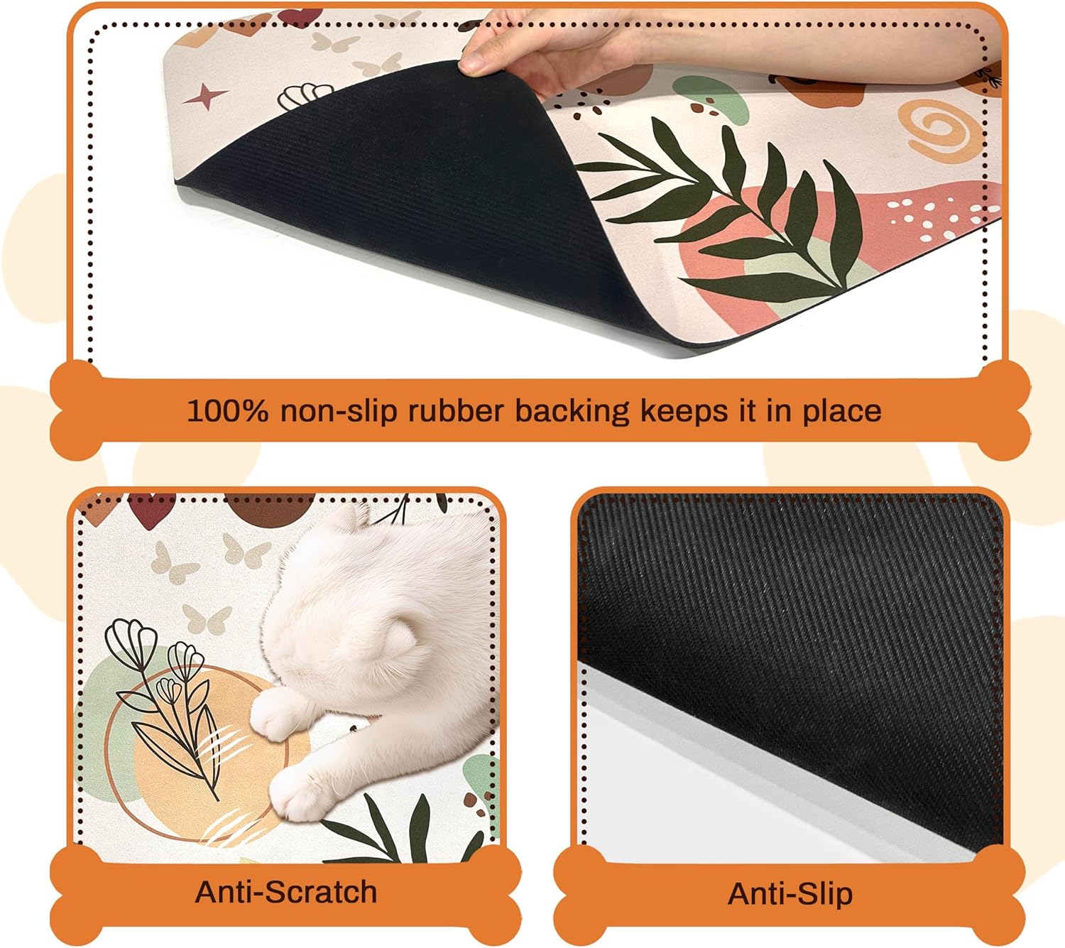 Pet Feeding Mat for Floors Waterproof Dog Mat for Food and Water Absorbent Quick Dry Non Slip mat for Cat Bowls