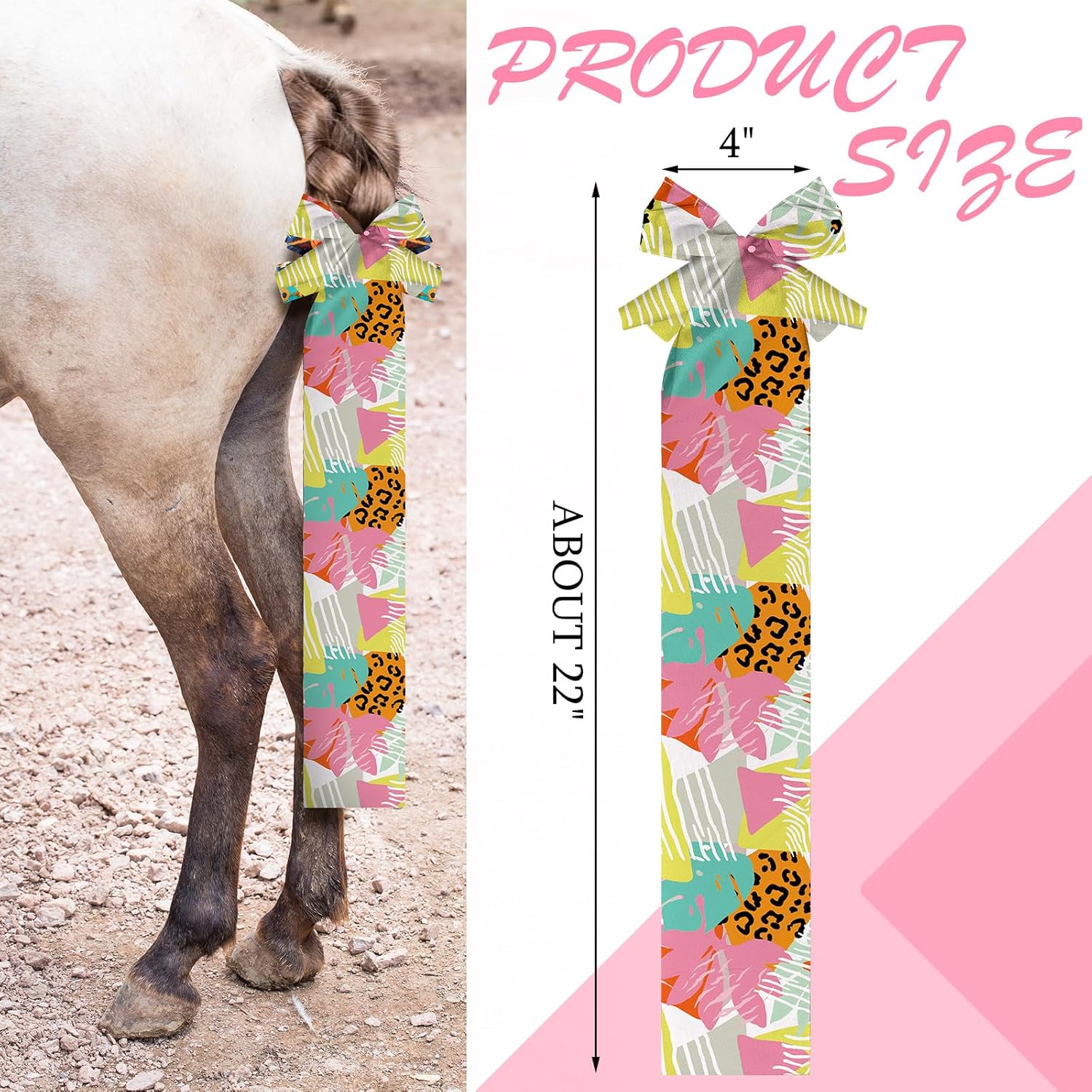 Eccliy 8 Pcs Horse Tail Bag Breathable Guard Stretchy 22" Slip on Horse Tail Wrap 2 Strand Closure Straps Grooming Supplies to Keep from Dirt Breakage Rubbing 8 Designs