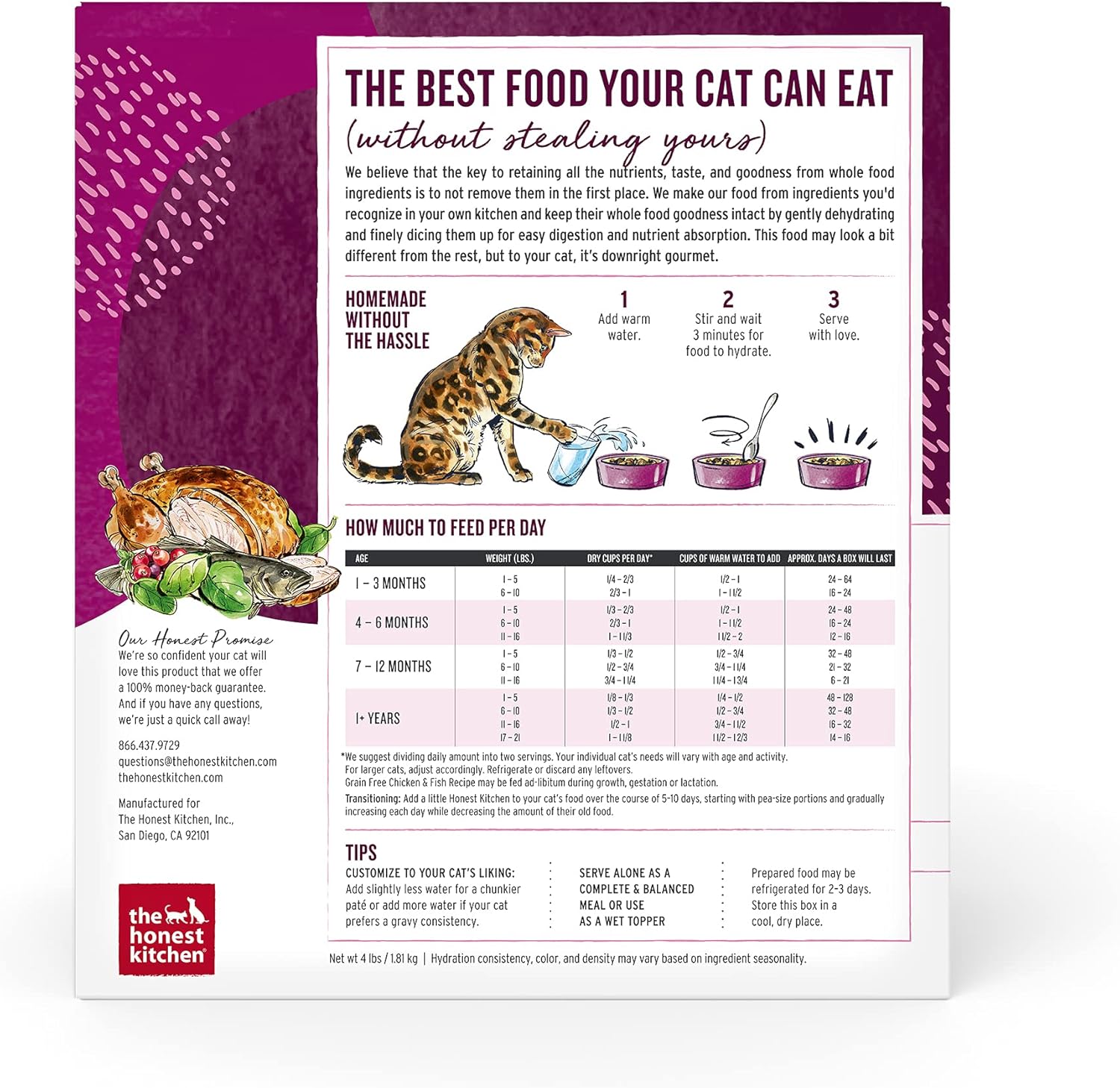 The Honest Kitchen Dehydrated Grain Free Chicken & Fish Cat Food, 4 lb Box
