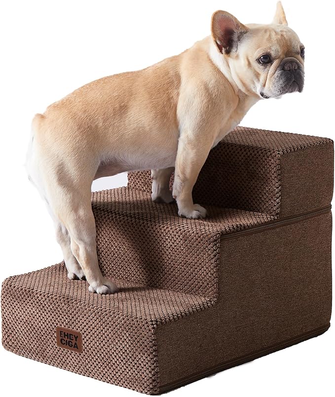 EHEYCIGA Dog Stairs for Small Dogs 13.5" H, 3-Step Dog Steps for Couch Sofa and by EHEYCIGA