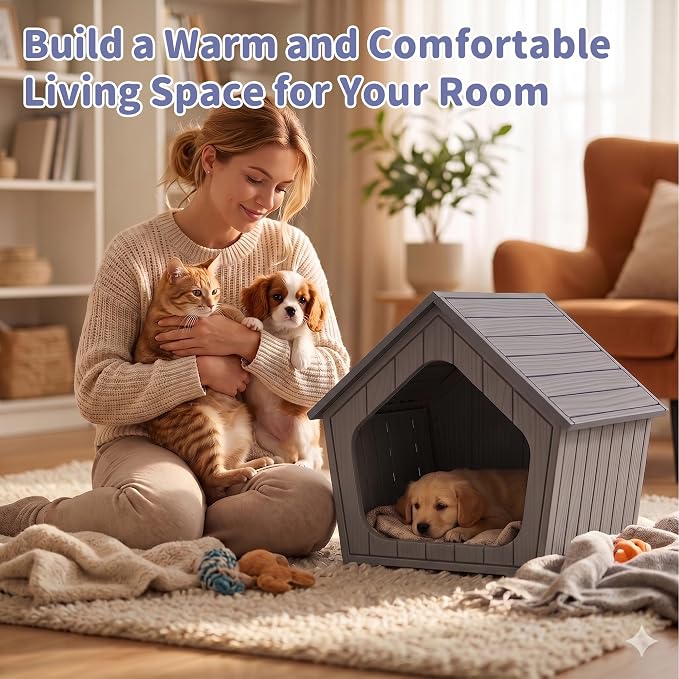 DRATO Outdoor Dog House for Small Dogs, Durable Resin Dog Shelter - Image 6
