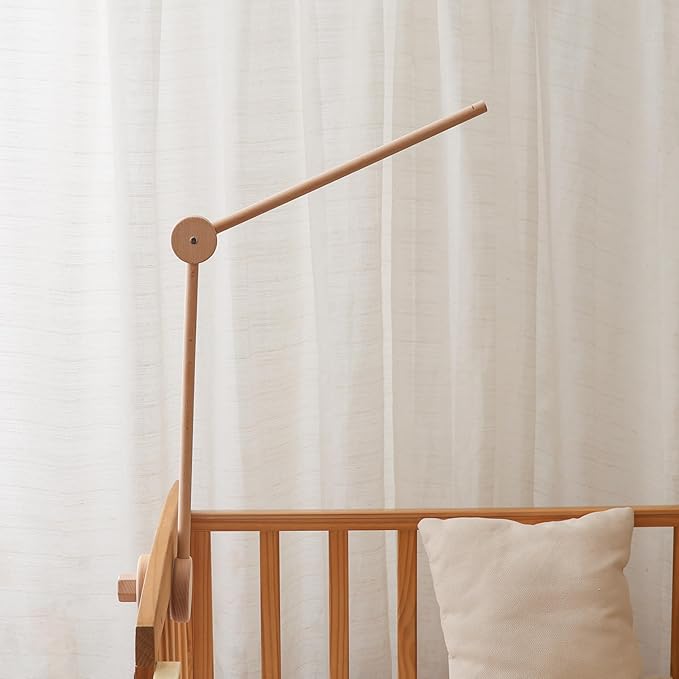 Baby Crib Mobile Holder - Wooden Mobile Arm for Crib,Mobile Crib Hanger (Wooden Arm)， 360° Adjustable,Mobile Hanger for Crib Baby Boy Girl Nursery Decor