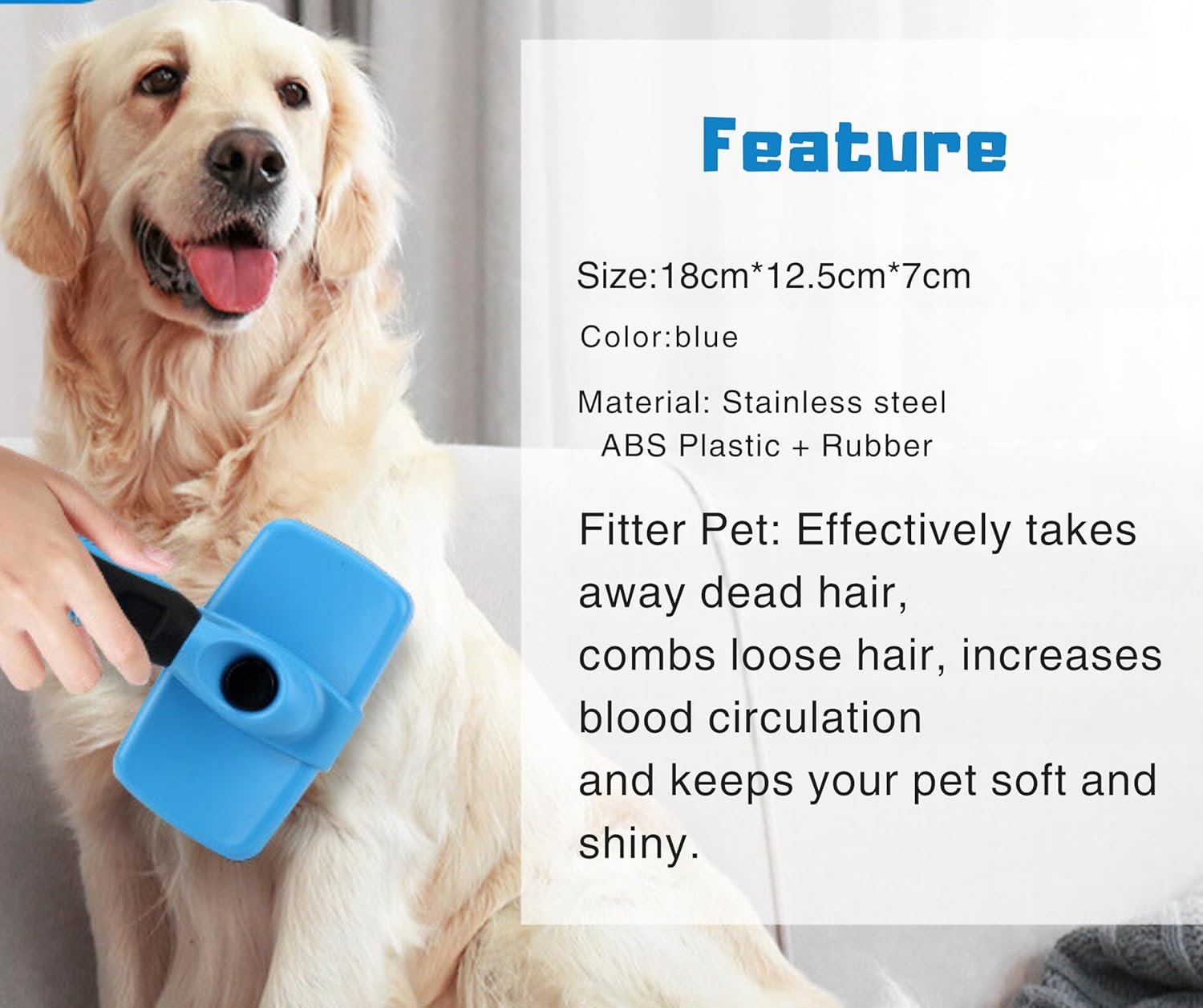 3-in 1 Dog & Cat Grooming Supplies- Self-cleaning Slicker Brush, Deshedding Rake Comb, And Finger Toothbrush For Dogs & Cats | Perfect For Pet Grooming Kit, Dematting And Dental Tool (blue)
