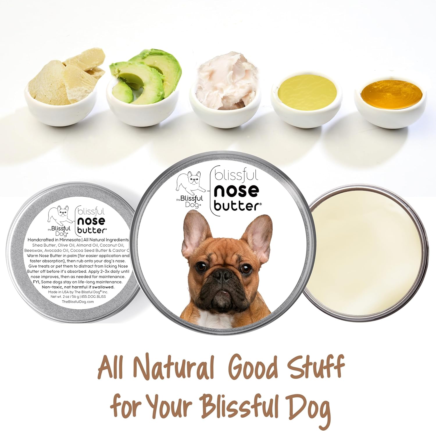 The Blissful Dog Black Masked Fawn French Bulldog Unscented Nose Butter, 16oz