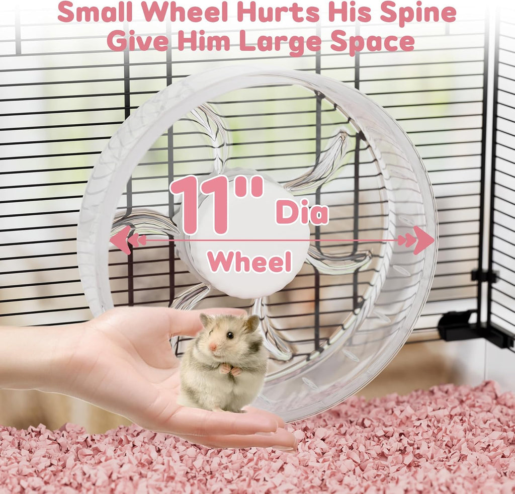 3-Tier Glass Hamster Tank, Large Hamster Cage Habitat with 11inch Big Running Wheel for Rat, Mouse, Gerbil, Syrian Hamster, 370 SQ INCHES