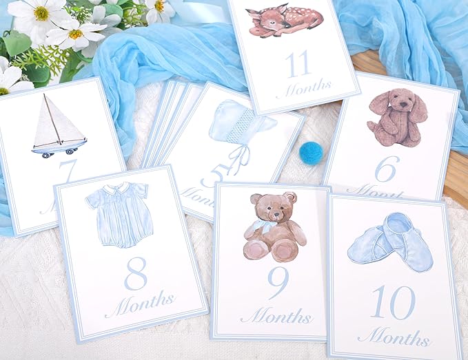 Baby Boy/Girl Monthly Milestone Cards - First Holiday Cards,First Year Month Photo Milestone Cards,Baby Shower Newborn Photo Prop (Cards-1)