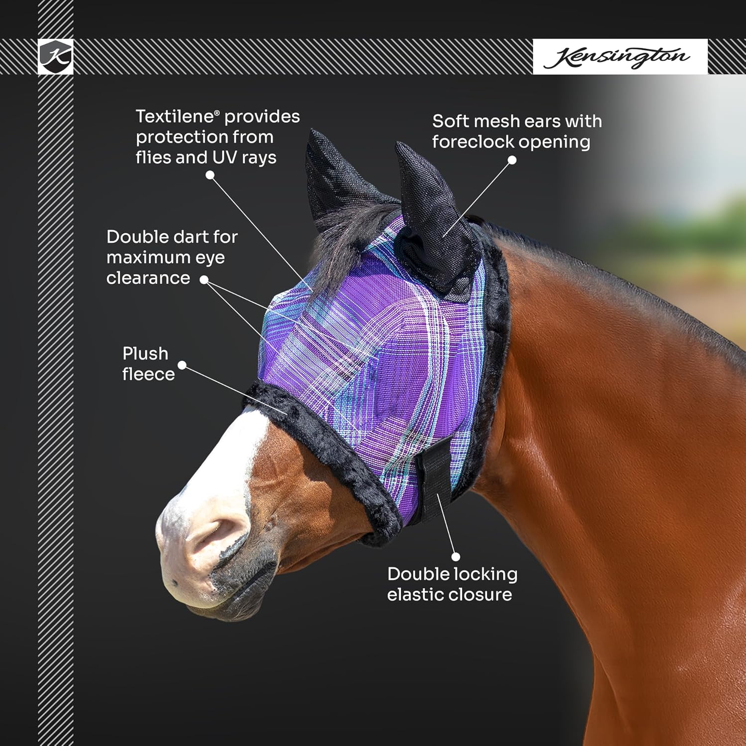 Kensington Signature Fly Mask w/Plush Fleece & Ears w/Forelock Hole Size