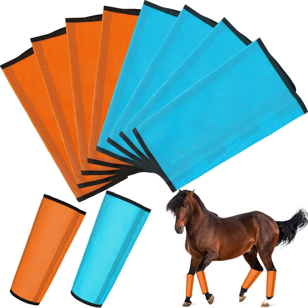 8 Pcs Mesh Fly Boots for Horse Breathable Mesh Horse Boots Protective Horse Leg Wraps Horse Leggings for Preventing Flies and Mosquitoes Bites (Light Pink, Dark Pink)