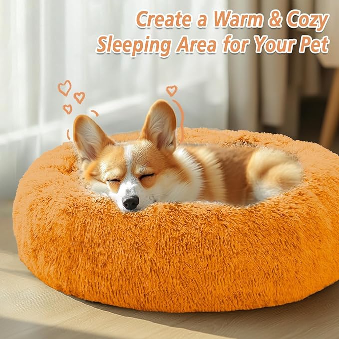 JOLLYVOGUE Calming Dog Bed Medium Size Dog, 31in Donut Washable Medium Pet Bed - Image 4
