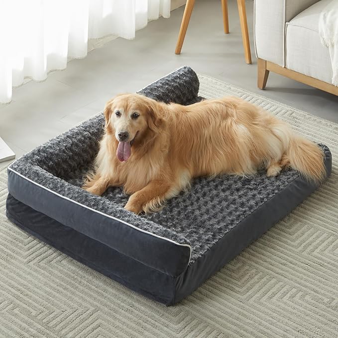 BFPETHOME Extra Large Orthopedic Dog Bed, L-Shaped Pet Bed by BFPETHOME