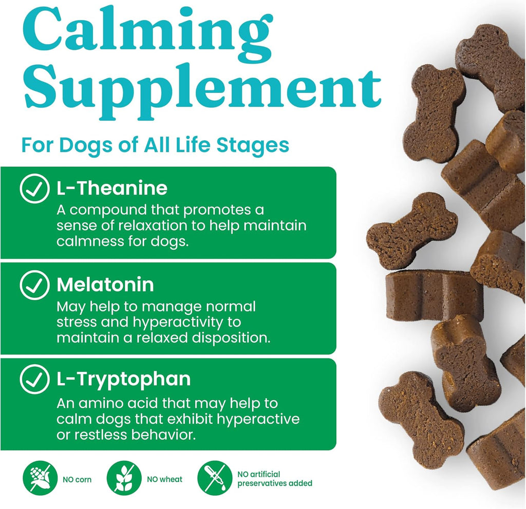 Solid Gold Calming Chews for Dogs - Dog Calming Chews W/Melatonin for Separation, Stress & Hyperactivity Relief - Supports Relaxation for Travel, Fireworks & Storms - All Ages & Sizes - Bacon - 60ct