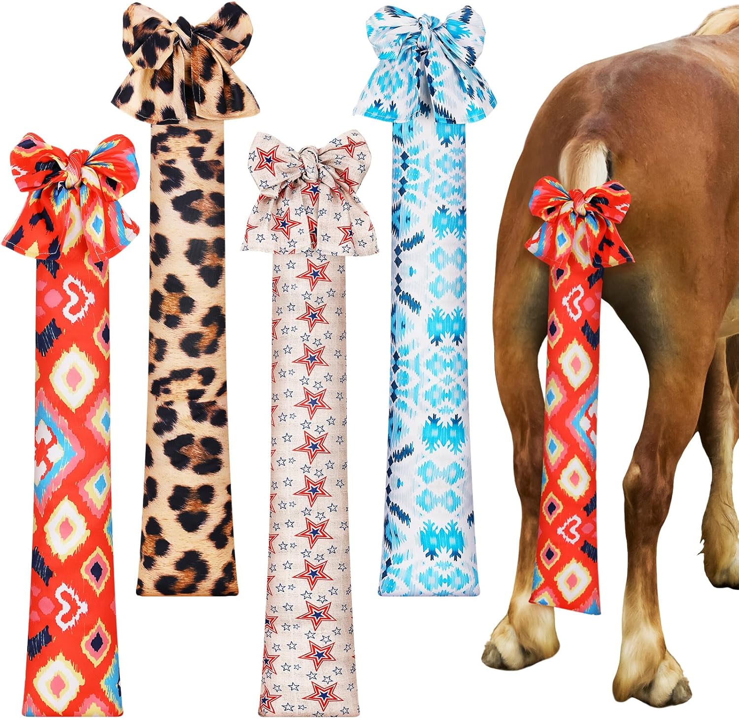 4 Pcs Horse Tail Bag Stretchy 22" Breathable with 2 Strands to Keep Clean and Protected Grooming Supplies