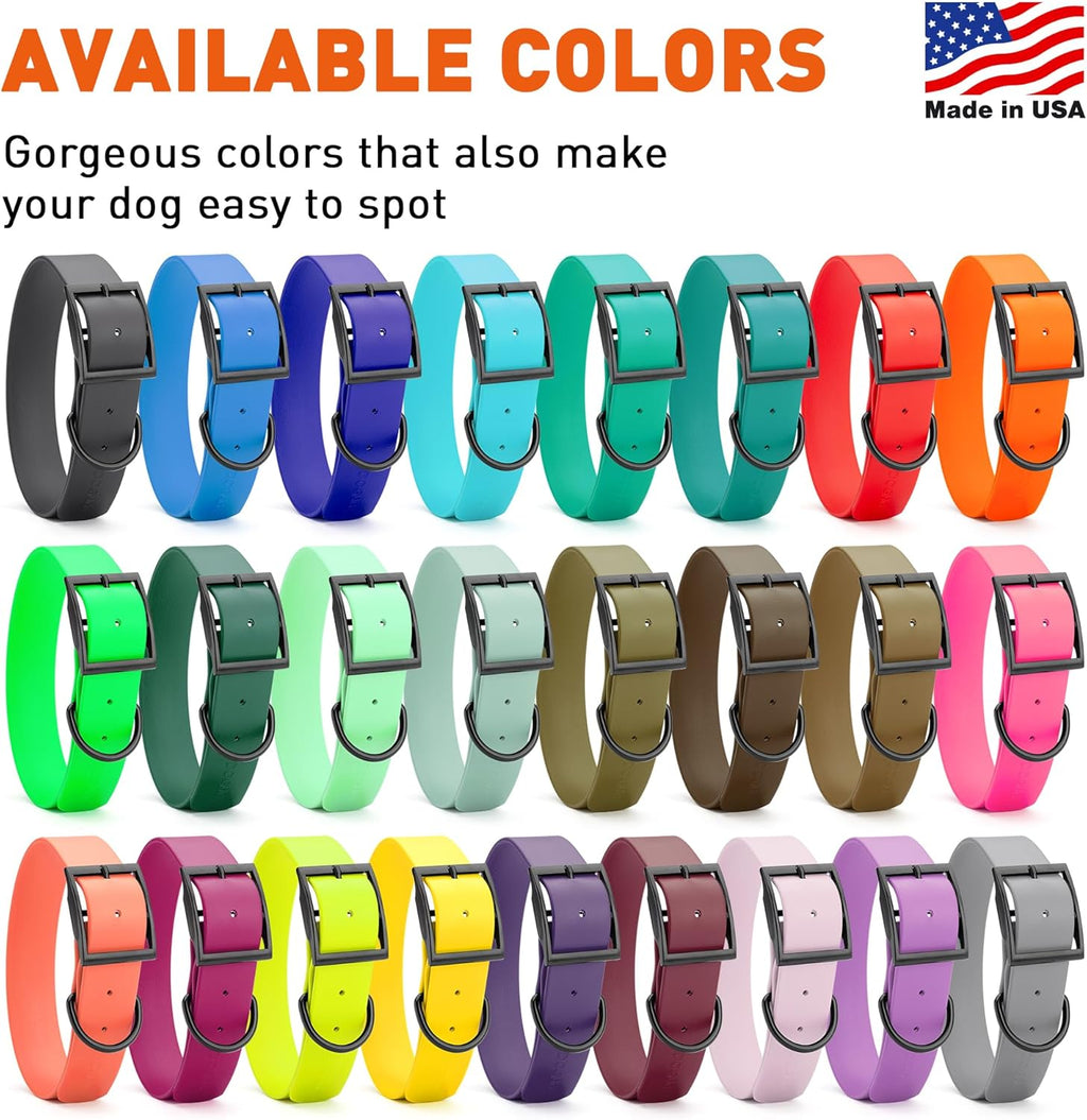 Dogline Biothane Waterproof Dog Collar Strong Coated Nylon Webbing with Black Hardware Odor- Proof for Easy Care Easy to Clean High Performance Fits Small Medium or Large Dogs, Sea Foam Green
