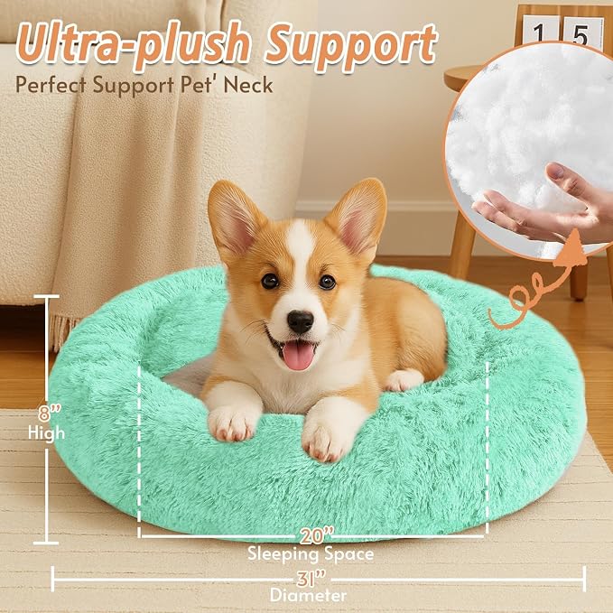 JOLLYVOGUE Calming Dog Bed Medium Size Dog, 31in Donut Washable Medium Pet Bed - Image 5