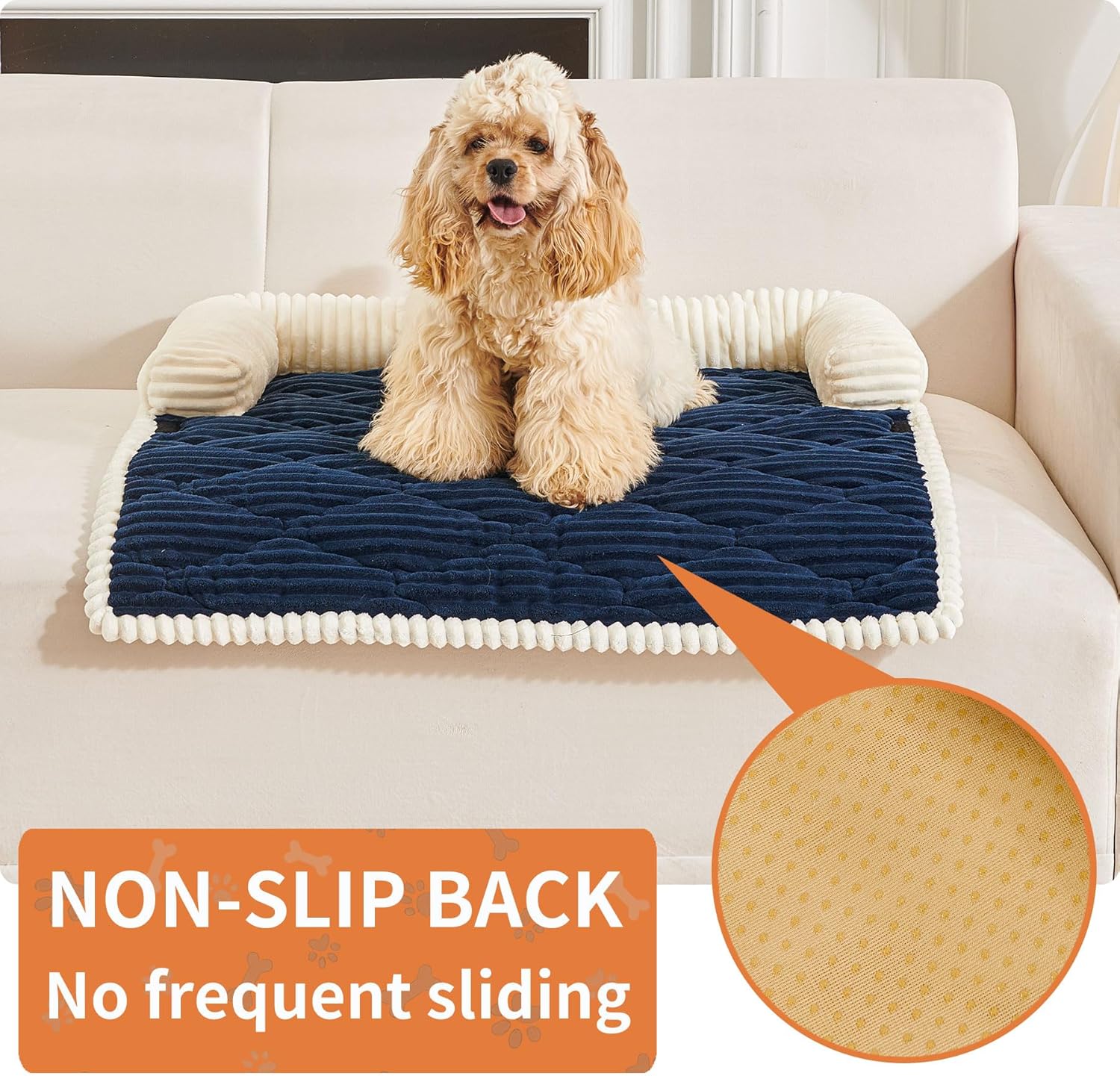 HAOMAIJIA Dog Couch Bed for Medium Dogs, Non Slip Pet Couch Covers for Sofa Thick Soft Washable Dog Couch Cover Protector All Seasons Universal Dogs and Cats Bed Mat (Navy Blue, Medium)