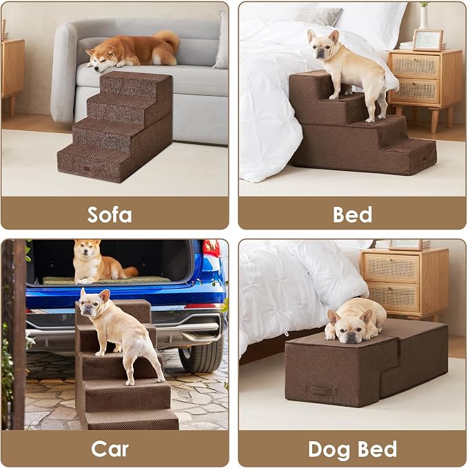 EHEYCIGA Dog Stairs for Bed 20" H, 4-Step Extra Wide Dog Steps for High Bed - Image 8