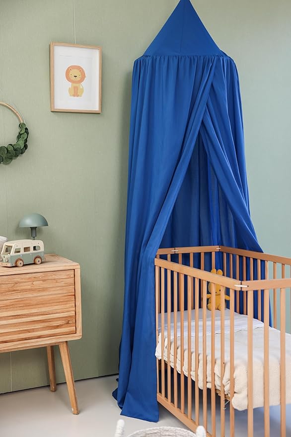 Blue Kids Bed Canopy for Child Bedroom | Nursery Crib Hanging Curtain | Baby Mosquito Net Bedding for Boys Play Room Decoration | Reading Nook Canopies Toddler Dome Tent