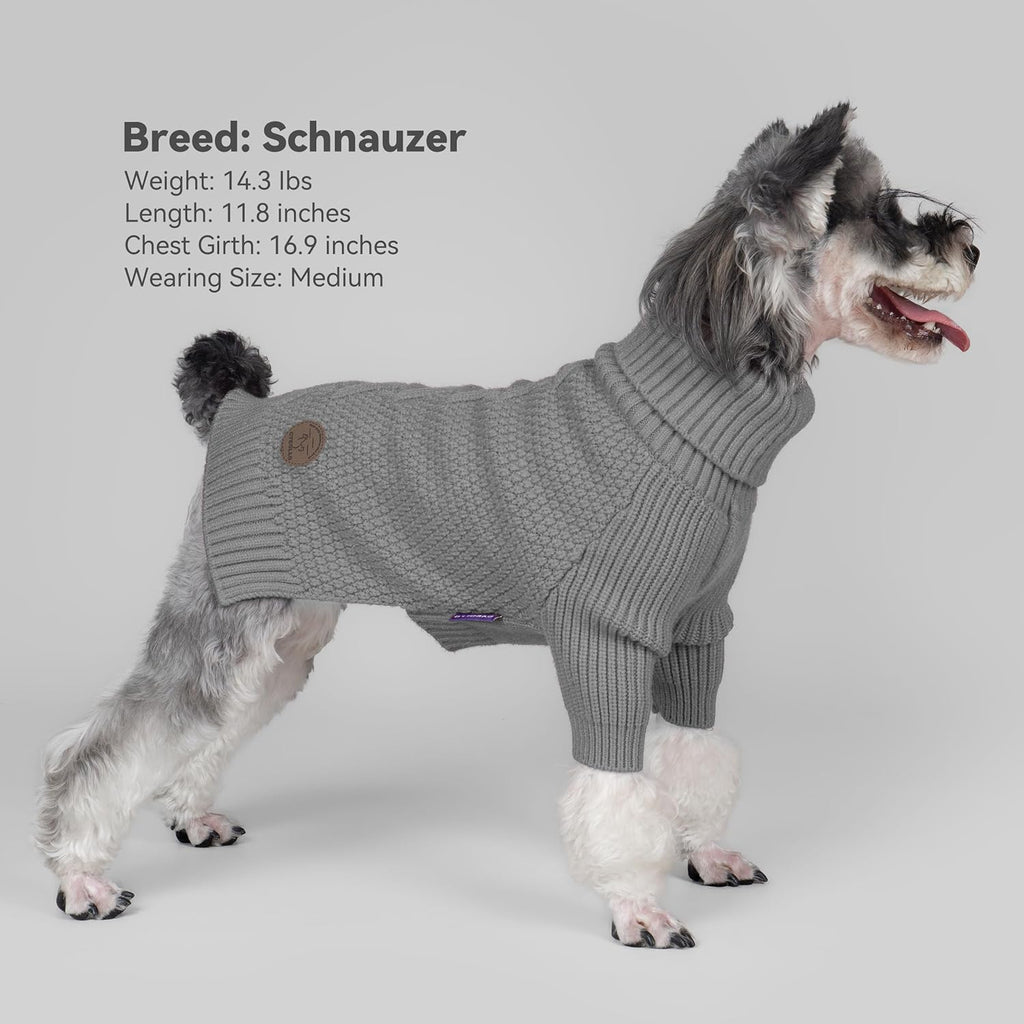 cyeollo 4XL Dog Sweater,Knitwear Pullover Sweaters Turtleneck Fall Winter Dog Clothes Sweaters for Large Dogs Male, Grey XXXXL