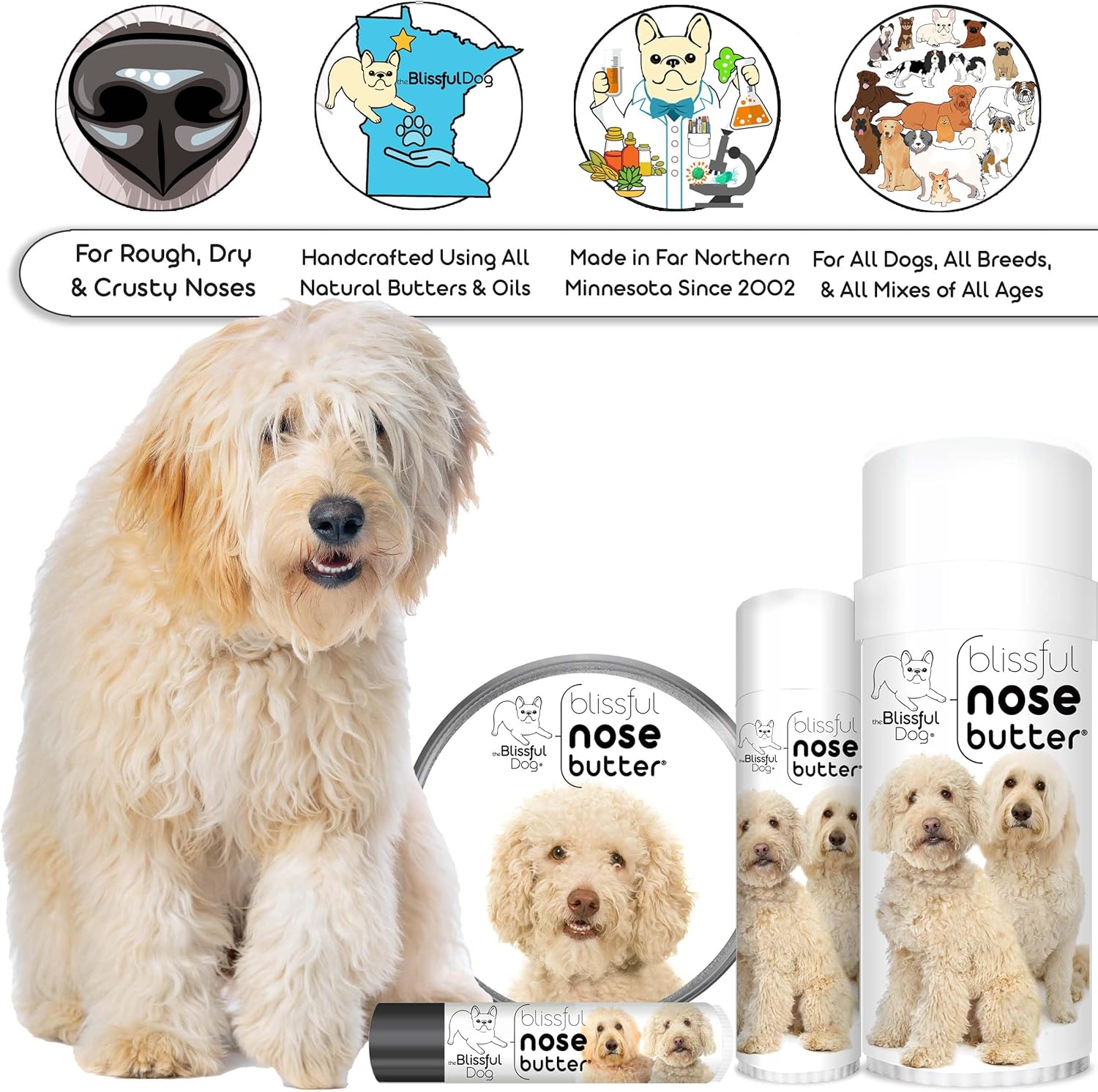 The Blissful Dog Goldendoodle Unscented Nose Butter - Dog Nose Butter, 2 Ounce