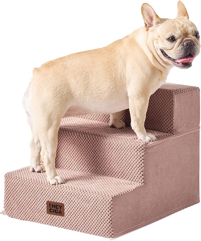 EHEYCIGA Dog Stairs for Small Dogs 13.5" H, 3-Step Dog Steps for Couch Sofa and by EHEYCIGA