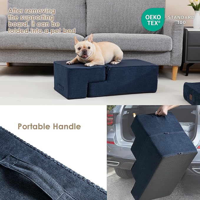 EHEYCIGA Dog Stairs for Bed 18" H, 4-Step Dog Steps for High Bed, Pet Steps for - Image 5