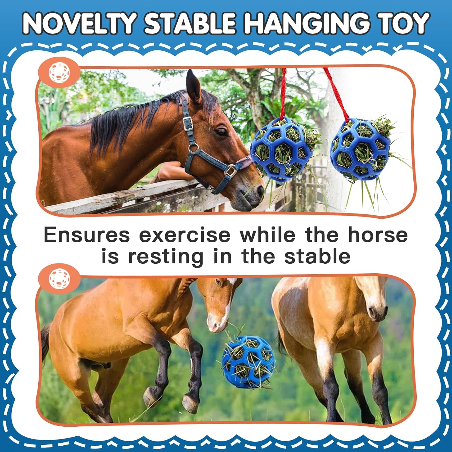 2 Pcs Hay Ball for Horses to Play with, Relieve Stress with This Bright Color Hay Feeder Ball for Horses Goat to Avoid Boredom