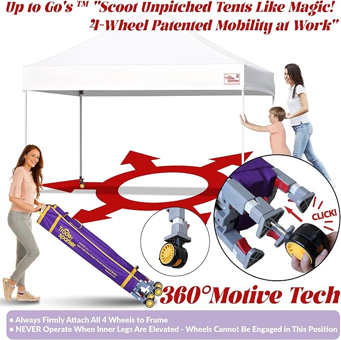 Tradesparker 10x10 Pop Up Canopy Tent,Commercial Movable Canopy with ApexCore LED & Rugged Casters-Instant Easy Setup Shelter Canopies with Weight Bags & Stakes for Oudoor Events Markets Vendors,Khaki