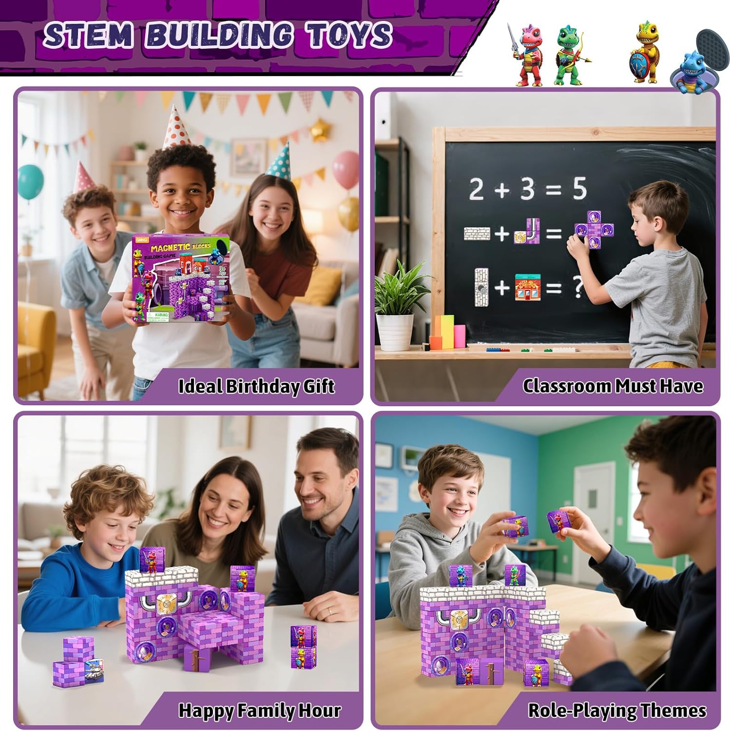Magnetic Blocks,Building Toys for Kids, Dinosaur Adventure Magnet Building Cubes, Sensory Montessori Toys for 3+ Year Old Boys & Girls, Ideal Gifts for Ages 5-7 8-13, with ASMR Sounds and Clicking