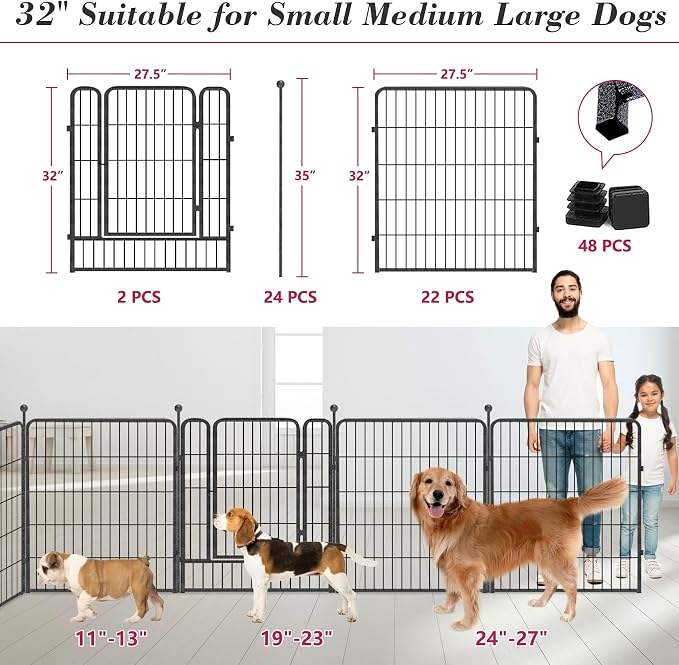 Dog Playpen 32 inch 24 Panels Indoor Outdoor Dog Pen - Image 3