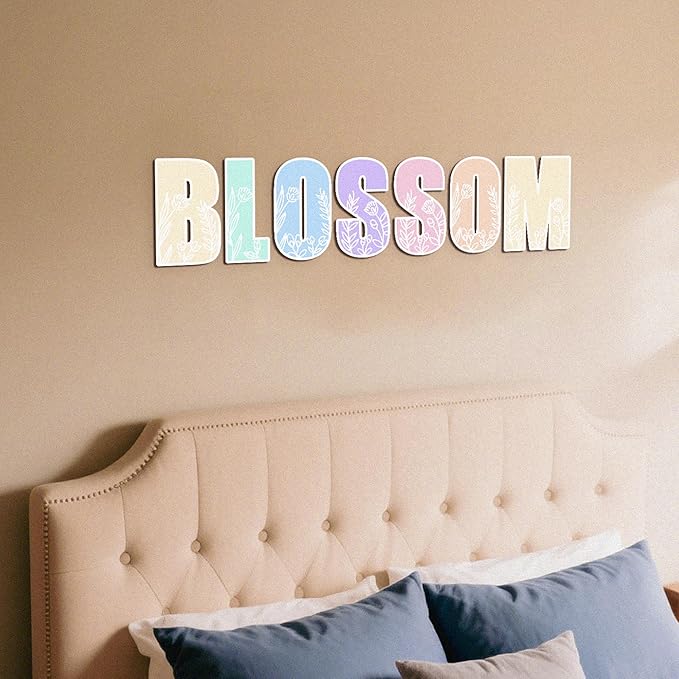Name Sign For Nursery, Boho Nursery Sign, Family Name Signs, 3D Wall Art for Children & Kids Rooms, Baby Shower, First birthday gift (Floral)
