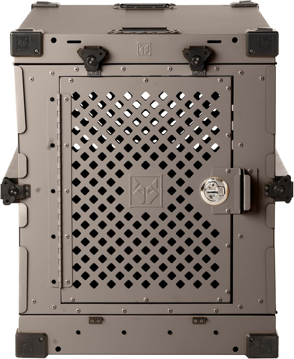 Impact Collapsible Dog Crate - Foldable Hard Crate for Extra Large Dogs - Heavy Duty Travel Kennel with Powder-Coated Aluminum - Quick Setup for Indoor & Outdoor (Gray, 40"+ (40.5" L x 27.5”W x 34" H)