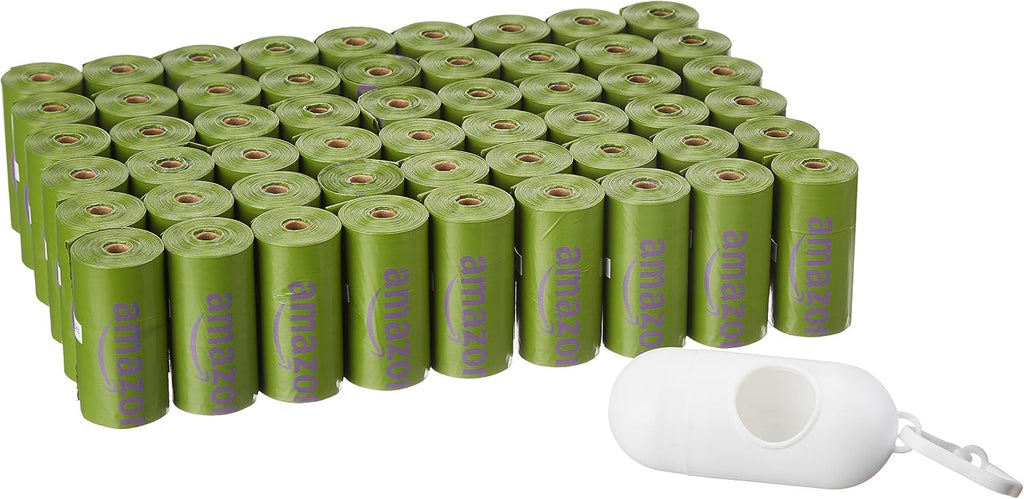 Amazon Basics Dog Poop Bags with Dispenser, 810 Count, Enhanced for Guaranteed Leakproof, Lavender Scented, Includes Leash Clip