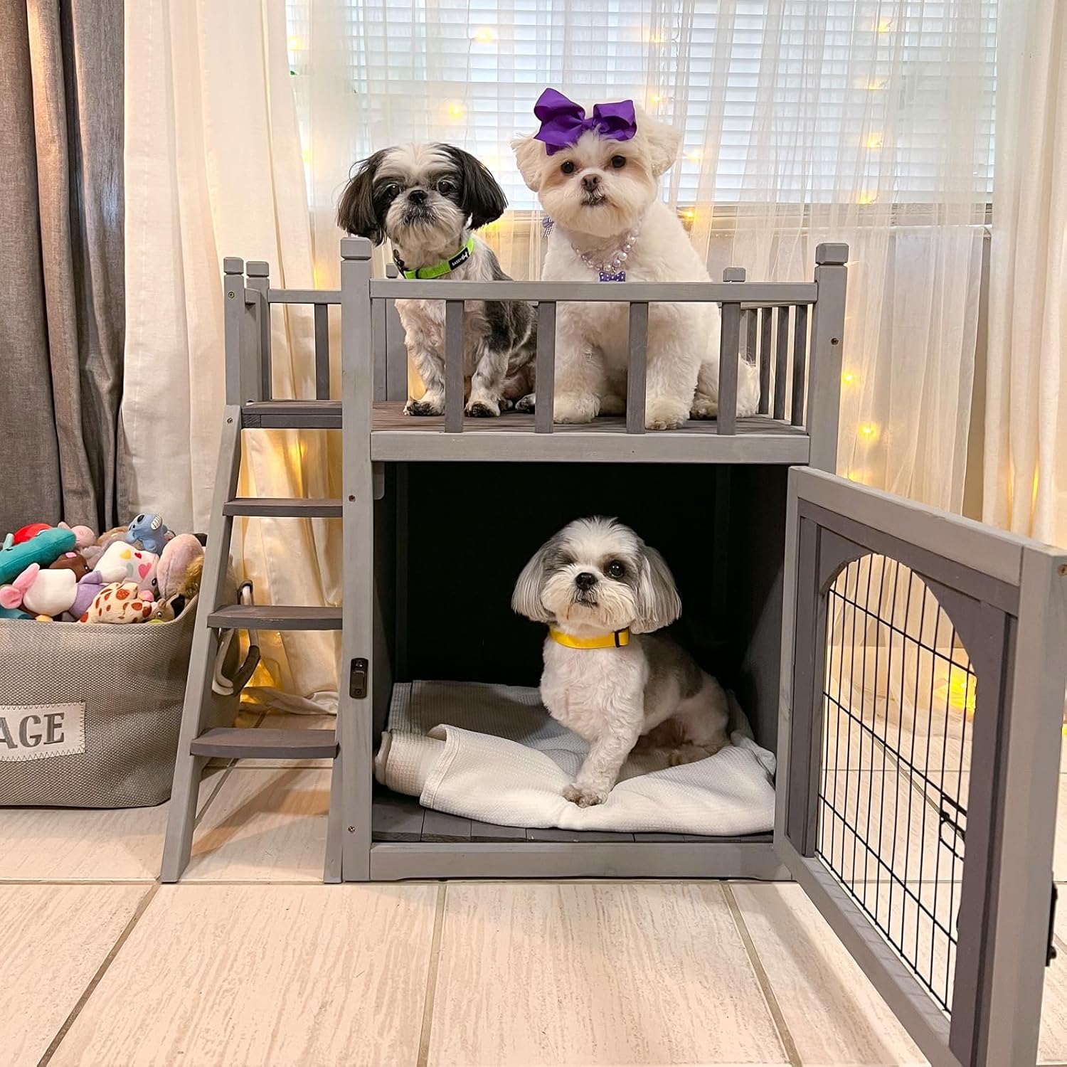 Aivituvin Dog House Feral Cat House Outdoor and Indoor,Pet Houses with Stairs,2 Storys