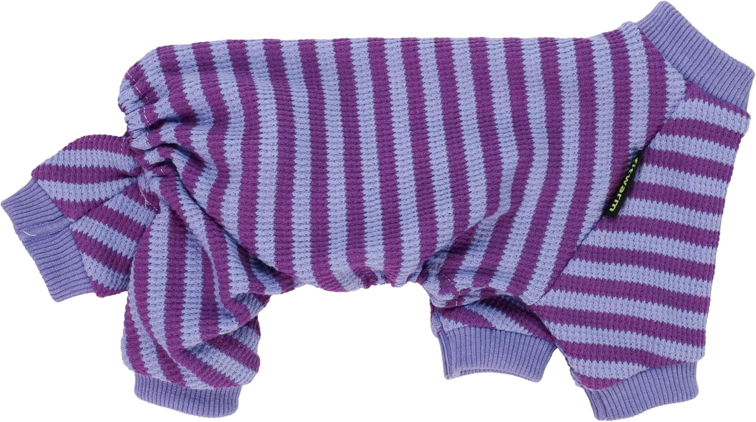 Fitwarm Purple and Violet Striped Dog Pajamas, Waffle Dog Clothes for Small Dogs Girl Boy, Puppy Onesie with Feet, Pet Cat Outfit, Small