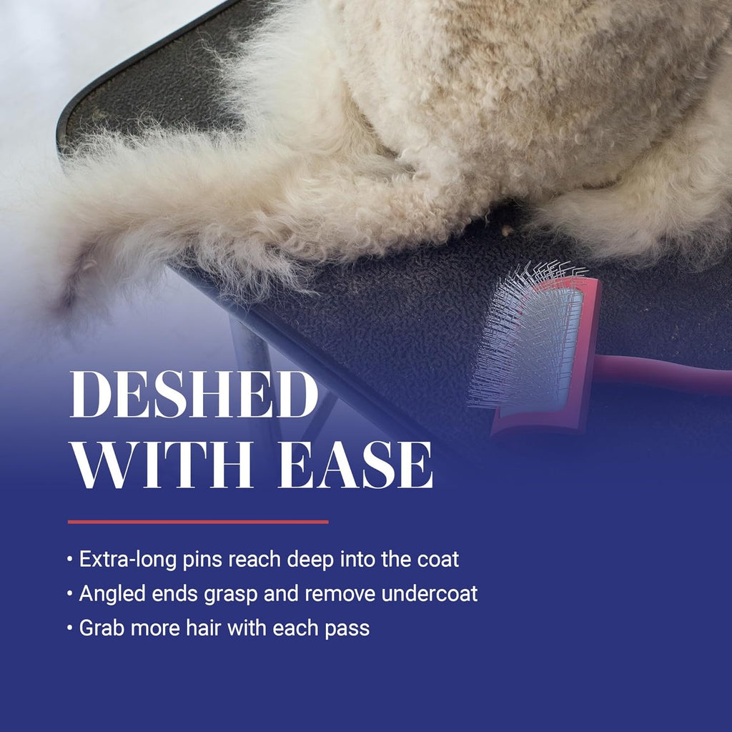 Chris Christensen Baby G Dog Slicker Brush for Dogs (Goldendoodles, Labradoodles, Poodles), Groom Like a Professional, Fluff Detangle Style, Saves Time Energy, Coral, Small