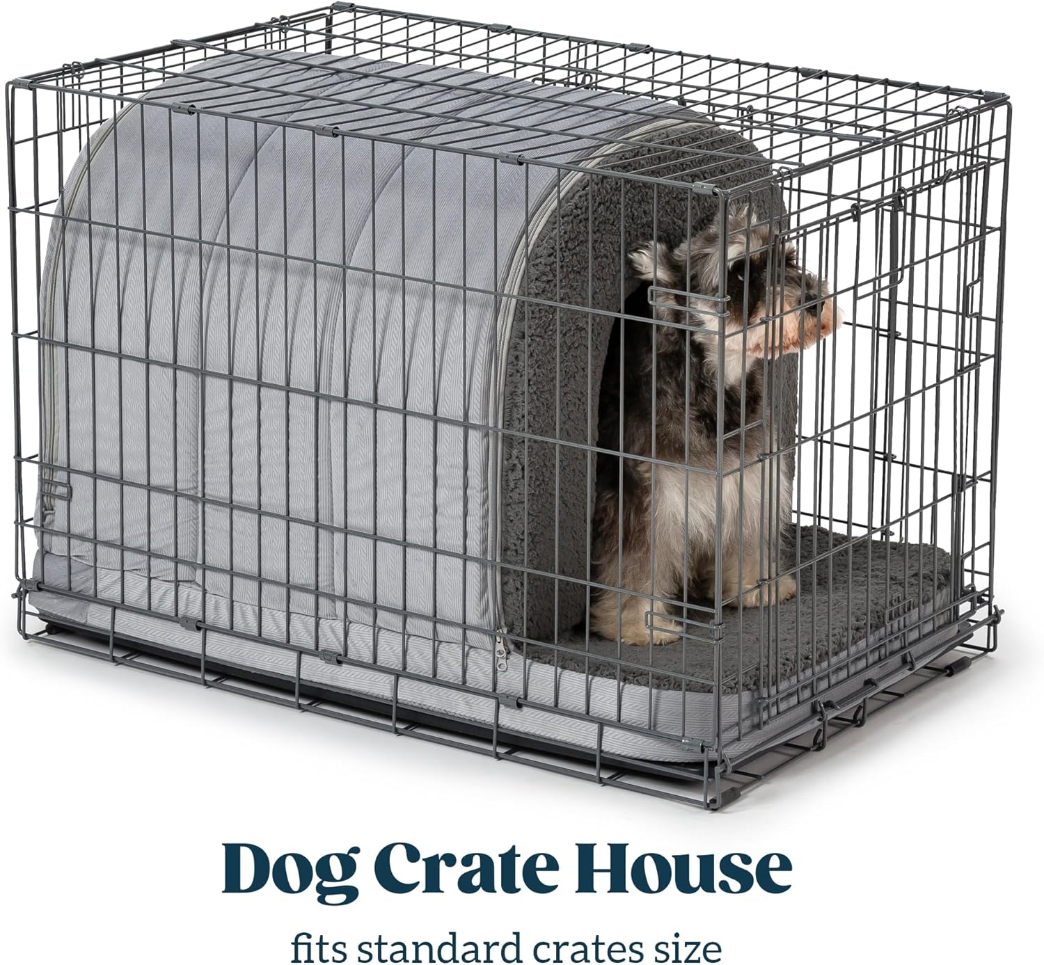 Orthopedic Dog Bed House - Dog House Indoor with Egg-Crate Foam - Tent Bed with Waterproof Lining & Nonskid Bottom, Ideal for Small Breeds & Fits 24-Inch Crate - 23"x16", Charcoal