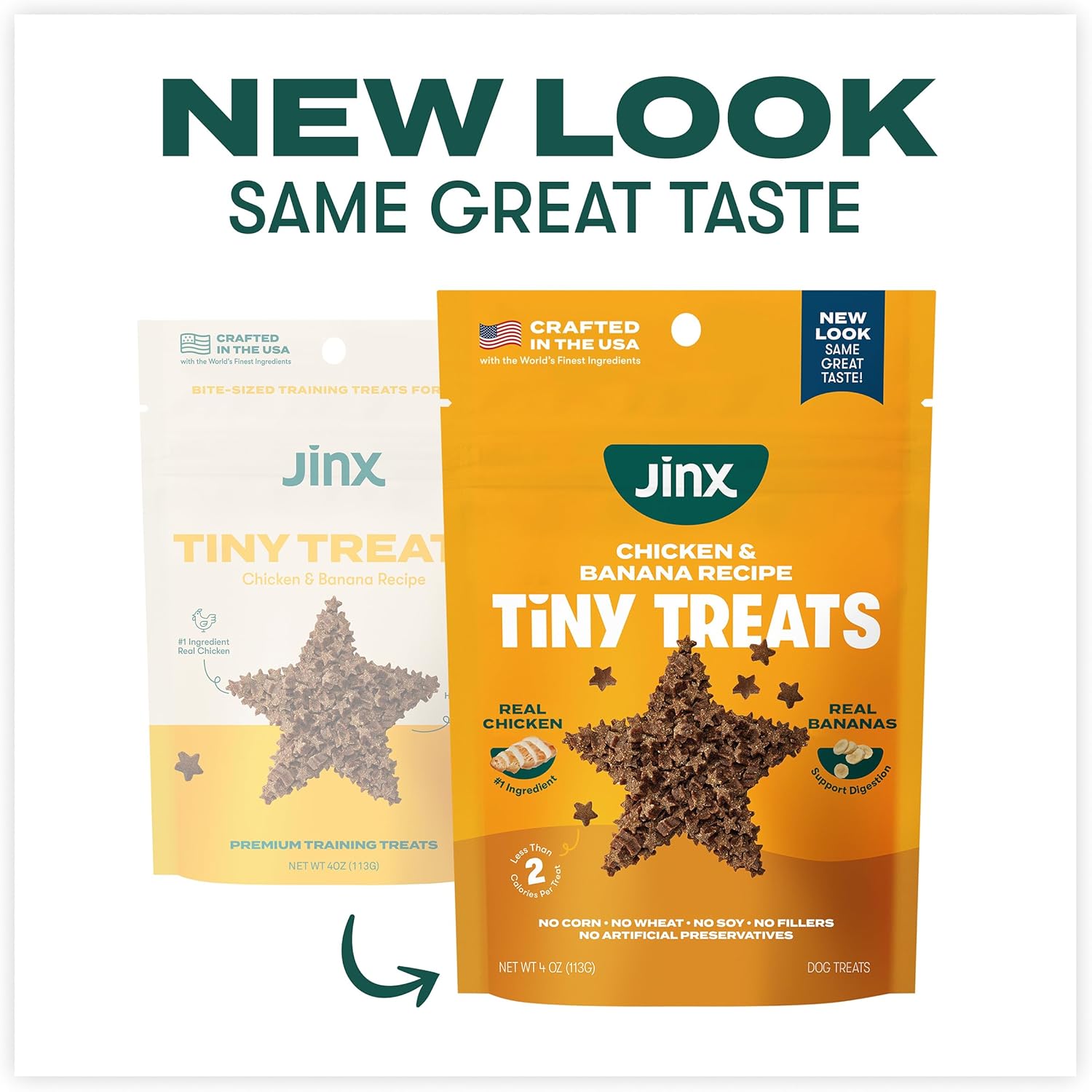 Jinx Chicken & Banana Training Treats for Dogs and Puppies, Low-Calorie, All Natural, Slow-Smoked Real Chicken, No Fillers 4oz, 6 Pack