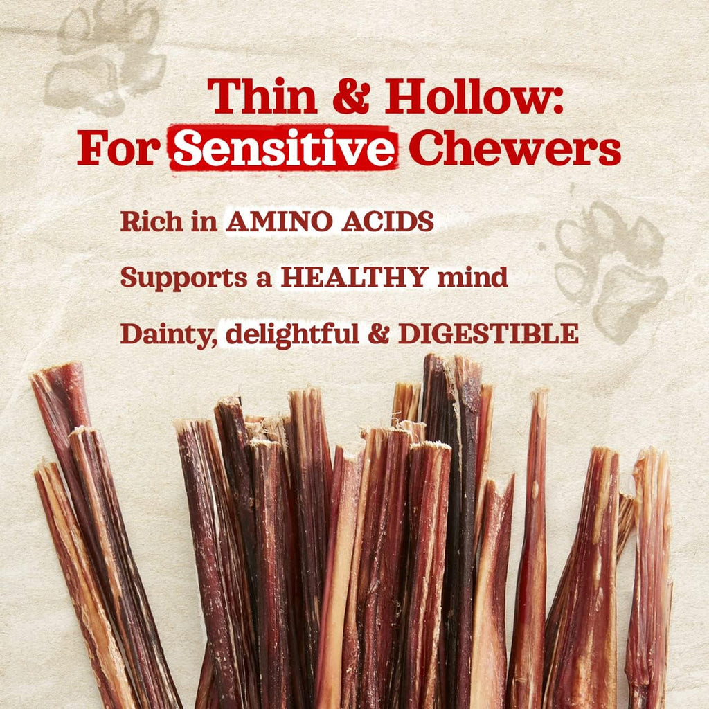 Natural Farm Bully Sticks (6 Inch, 50 Pack), Thin Pixie Pizzle Beef Treats, Grain-Free, High Protein, Best Rawhide Alternative for Small, Puppies or Senior Dogs