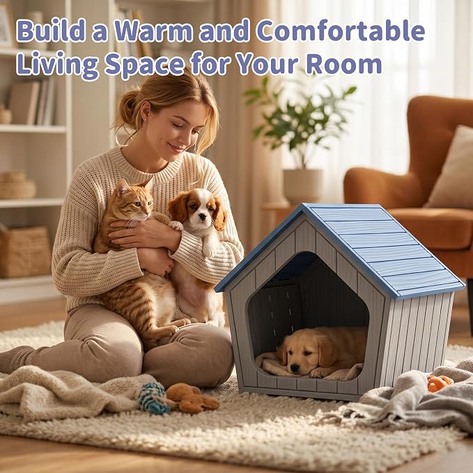 DRATO Outdoor Dog House for Small Dogs, Durable Resin Dog Shelter - Image 6