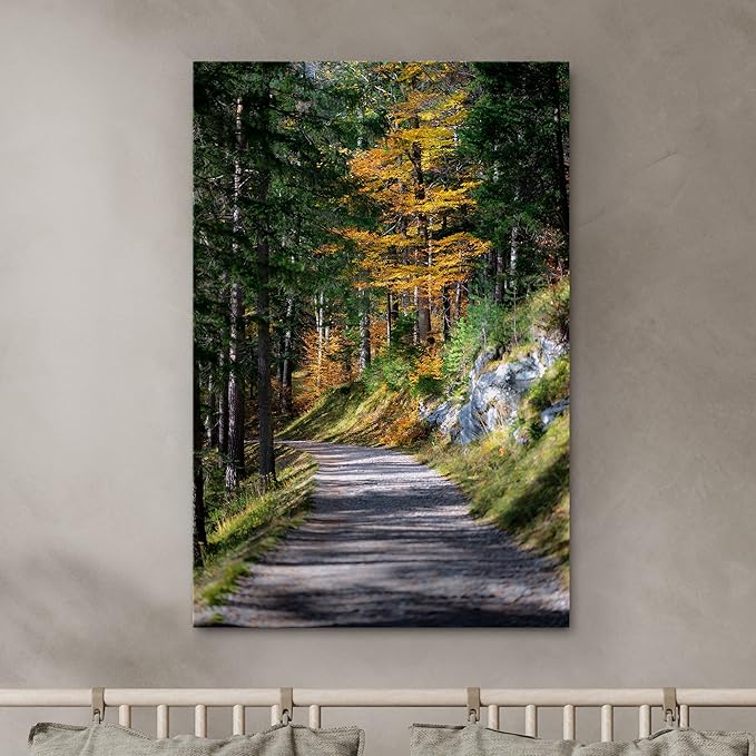 SIGNWIN Canvas Wall Art Green Forest Path Nature Forest Photography Realism Rustic Scenic Dramatic Multicolor Cool for Living Room - 12"x18" inches