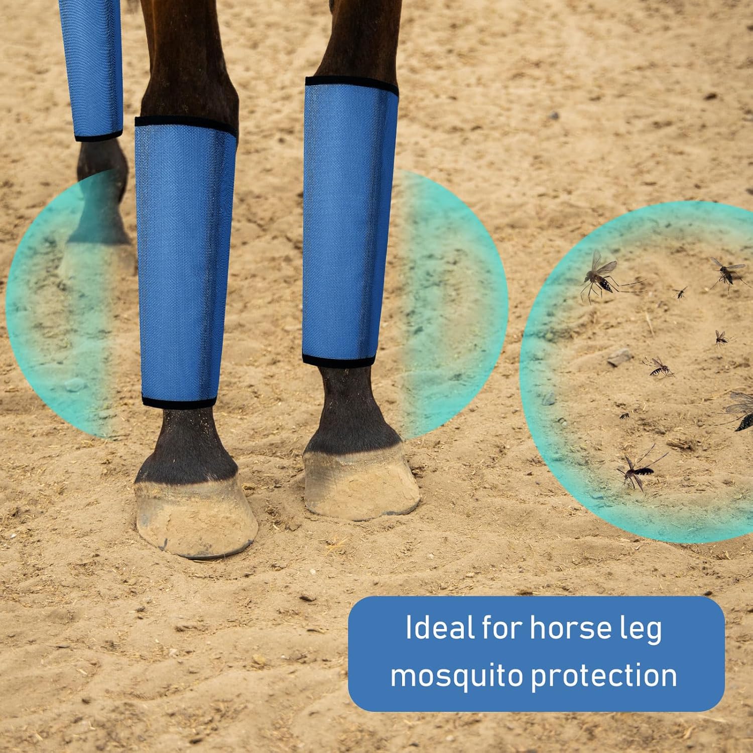Jexine 12 Fly Boots for Horse Set of 12 Loose Breathable Mesh Horse Fly Sheets Protective Horse Leg Wraps Leggings for Preventing Flies and Mosquitoes Bites(Blue)