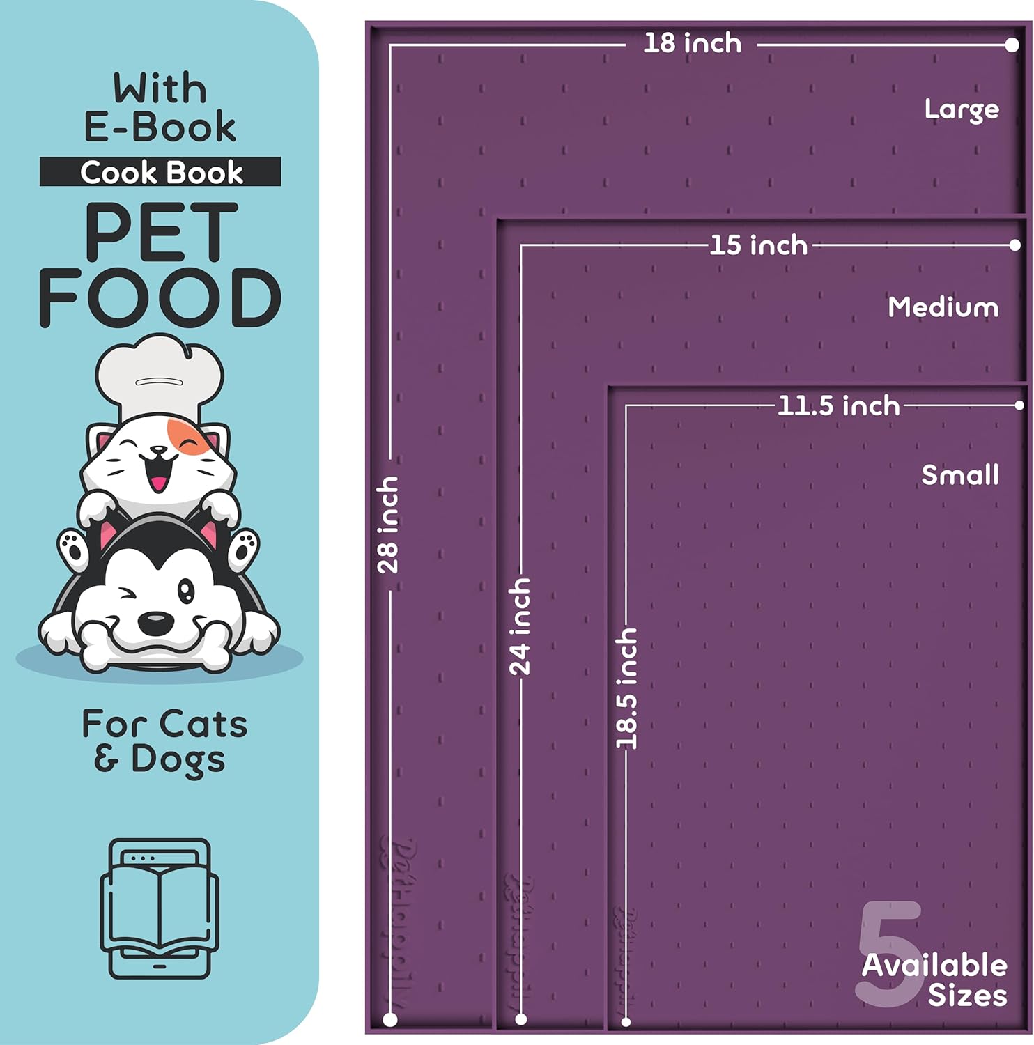 Dog Food Mat - Raised Edges Dogs Mat for Food and Water Prevent Spill, Waterproof Cat Food Mats Protect Floors, Easy Clean Dog Bowl Mats for Food and Water, Silicone Pet Food Tray
