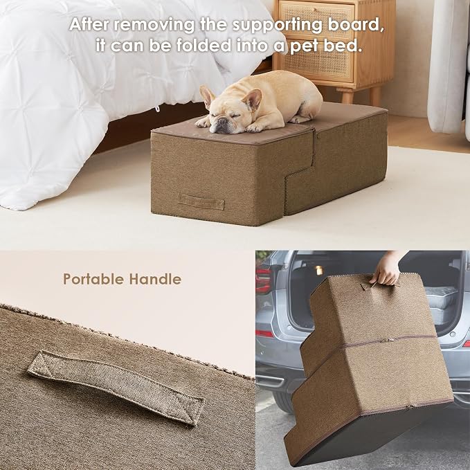 EHEYCIGA Dog Stairs for Bed 20" H, 4-Step Extra Wide Dog Steps for High Bed - Image 6