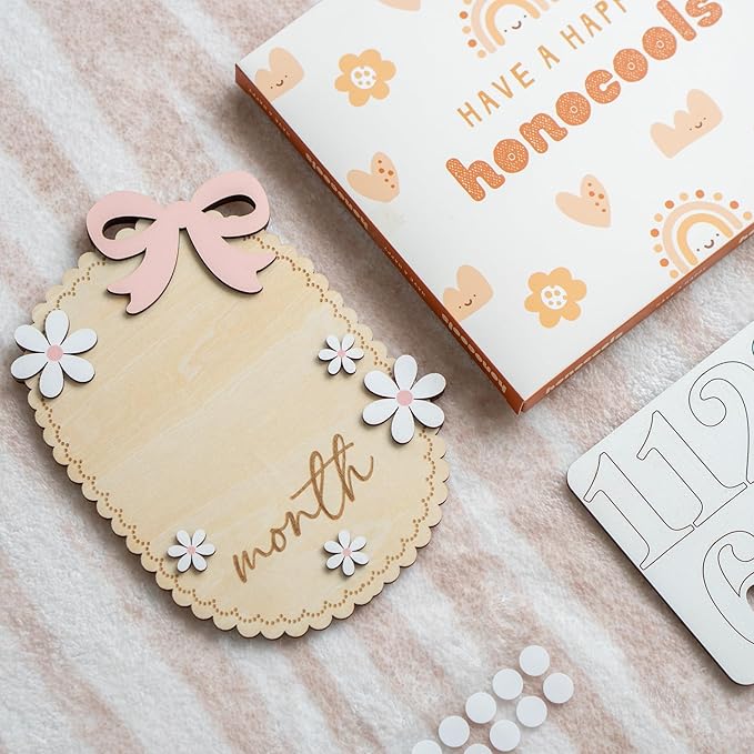 Baby Monthly Milestone Sign,1-12 Monthly Baby Milestone, Month Milestone Baby Girl, Baby Months Milestone, Newborn Photography Props Double-Sided (B13)